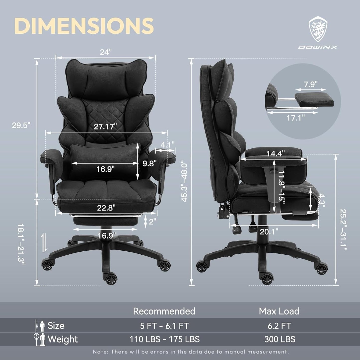 Dowinx Big and Tall Office Chair with Pocket Spring Cushion,High Back Computer Gaming Chairs with Adjustable Armrests and Lumbar Support,Executive Desk Chairs with Footrest(PU Leather,White)